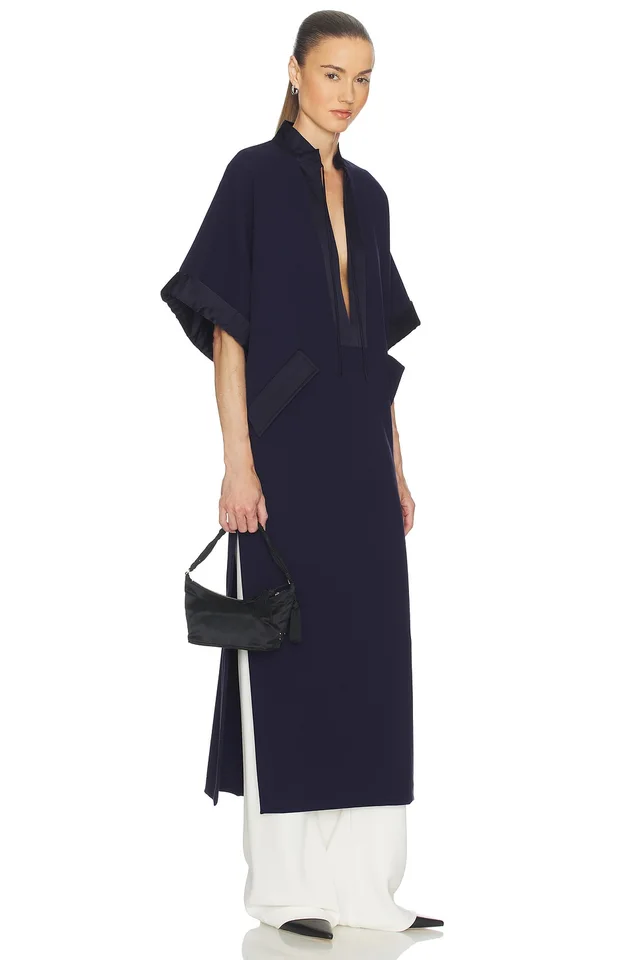 Helsa The Magda Dress in Thick Crepe in Navy, photo 2 of 3 from REVOLVE (Canada)