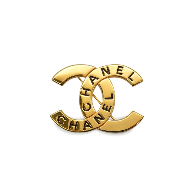 Chanel Vintage Brooch Cocomark Logo Gold Black Accessory 98P in Black from Luxury Promise