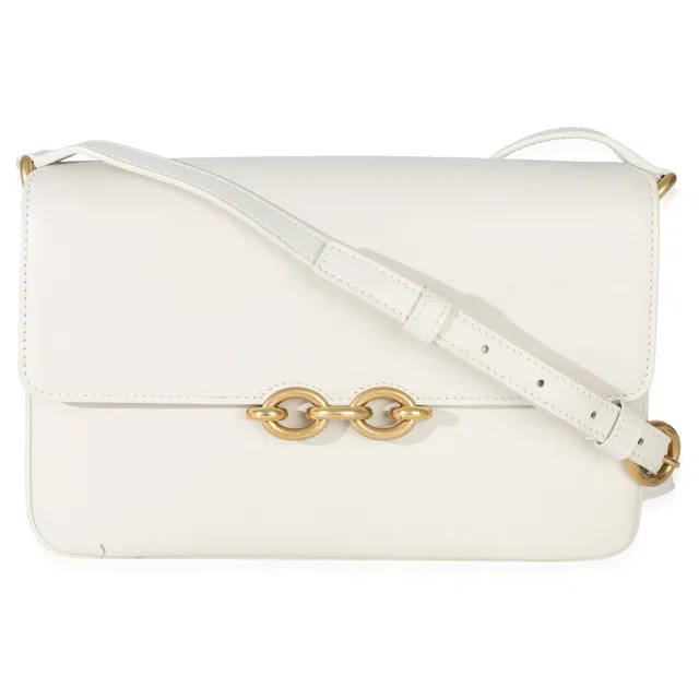 Saint Laurent Cream Smooth Calfskin Le Maillon Satchel Neutral; White Leather Handbag in White Calfskin from HEWI