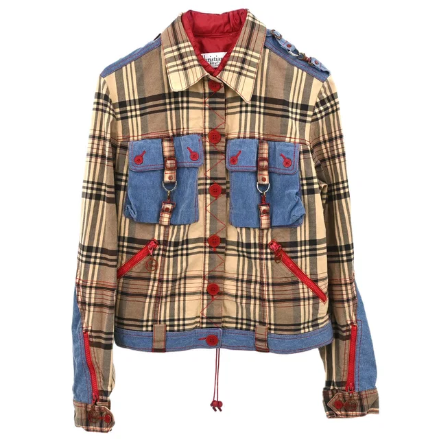 Dior 2004 Jacket Check Denim Beige #40 in Beige Denim from AMORE Vintage Tokyo
