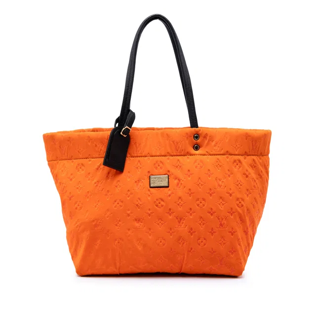 Orange Louis Vuitton Monogram Embossed Neoprene Scuba MM Tote Bag in Orange Leather from Designer Revival