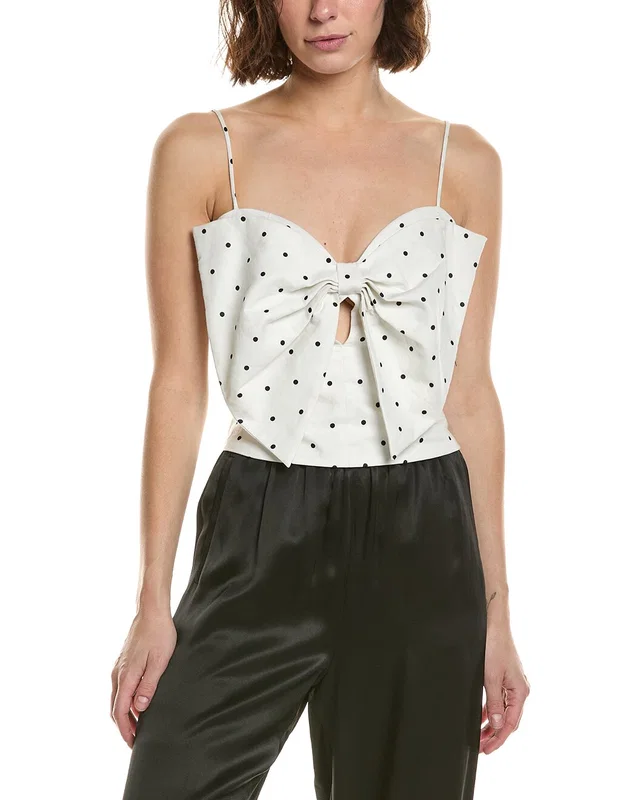 Bardot Vieda Linen Bow Front Top, image 1 of 1 from Gilt