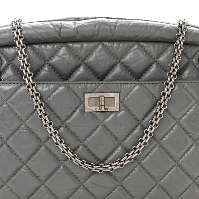 Chanel Aged Calfskin Quilted Large Reissue Camera Case Grey in Grey Calfskin from FASHIONPHILE, photo 8 of 10