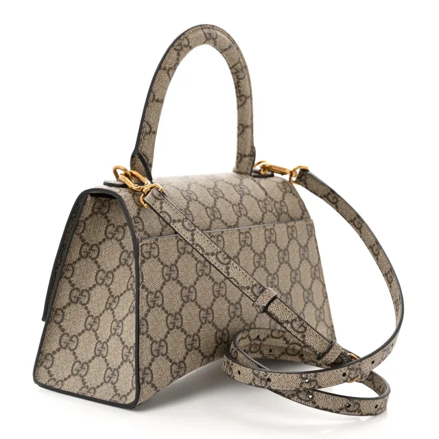 Balenciaga X GUCCI GG Supreme Monogram Small Hourglass Top Handle Bag Beige Ebony in Beige Coated canvas from FASHIONPHILE, photo 3 of 10