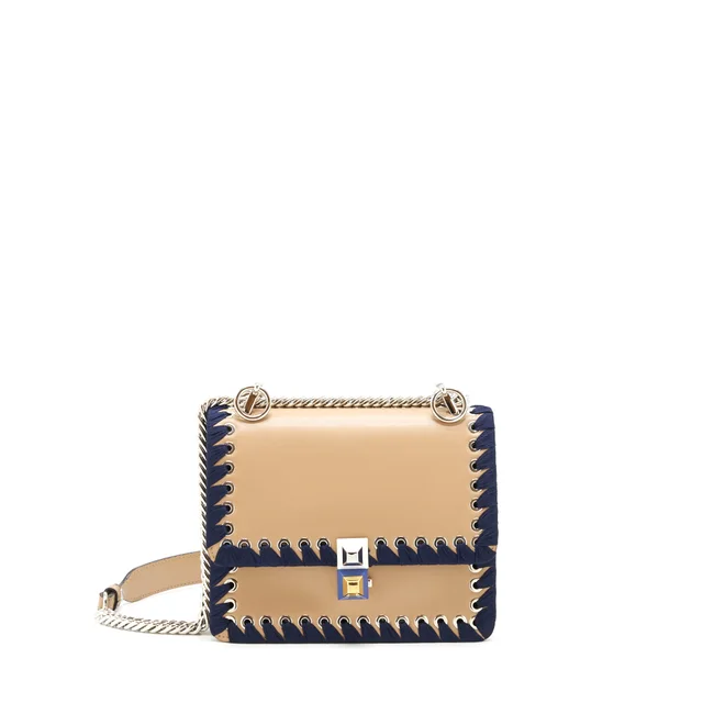 Fendi Kan i Dark beige / Navy with SHW in Beige Calfskin from EMIER