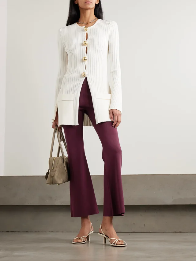STELLA MCCARTNEY Cropped jersey flared pants in Red, photo 2 of 2 from NET-A-PORTER (Canada)