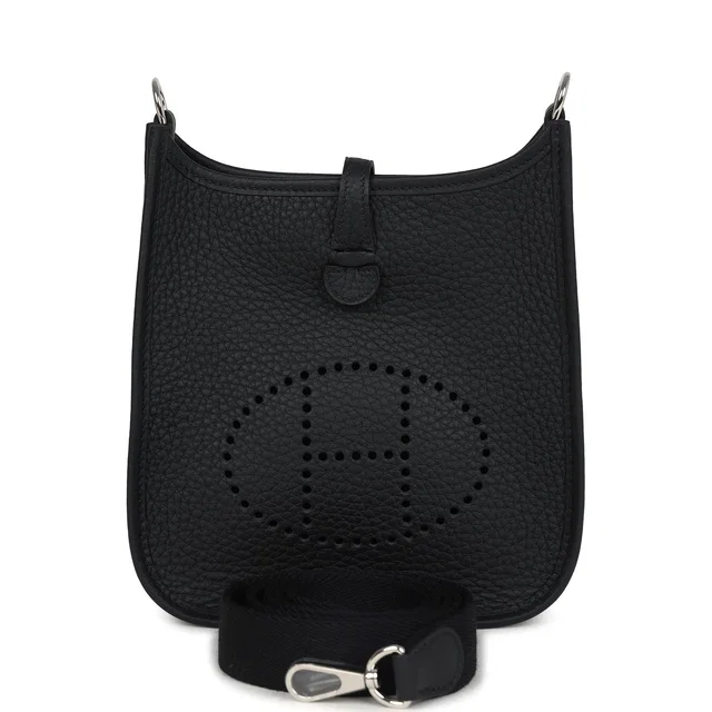 Hermès Evelyne TPM Black Clemence Palladium Hardware in Black Clemence leather from Madison Avenue Couture