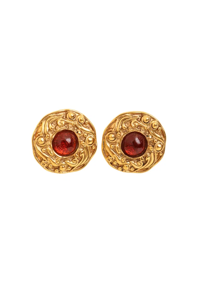 Chanel Gripoix Filigree Disc Earrings from Recess LA
