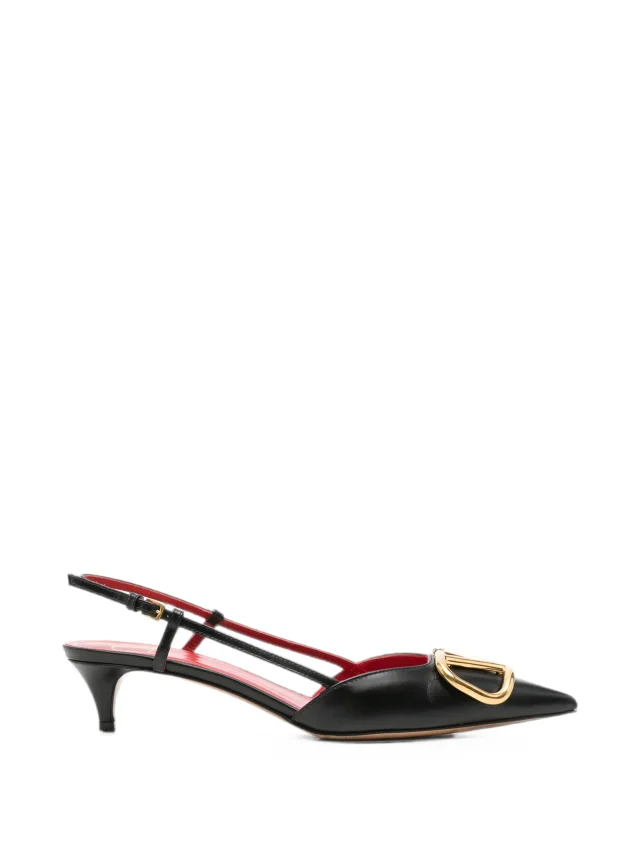 Valentino Garavani Pre-Owned VLogo Slingback Pumps | Black | FARFETCH in Black Calfskin from Farfetch