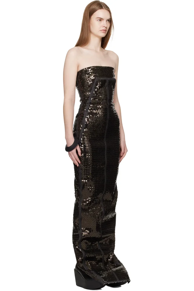 Rick Owens Black Temple Bustier Maxi Dress, photo 2 of 4 from SSENSE