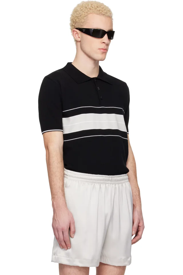 Ernest W. Baker Black & Gray Striped Polo, photo 2 of 4 from SSENSE