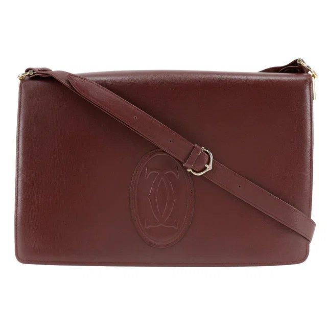 Cartier Must Line Shoulder Bag Bordeaux in Burgundy Calfskin from LuxUness