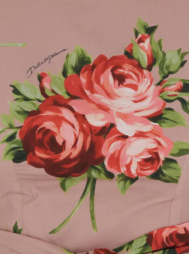 DOLCE E GABBANA Pink Dress with Floral Print and Zip Closure at the Back in Cotton for Women in Pink 100% Cotton, photo 6 of 6 from Gaudenzi Boutique