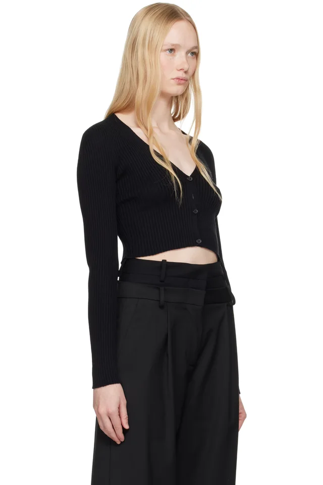 Courrèges Black Solar Light Rib Cardigan, photo 2 of 2 from SSENSE