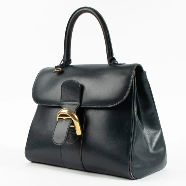Delvaux 1970s Blue Box Calf Brillant MM Bag in Blue Box leather from Labellov, photo 3 of 9