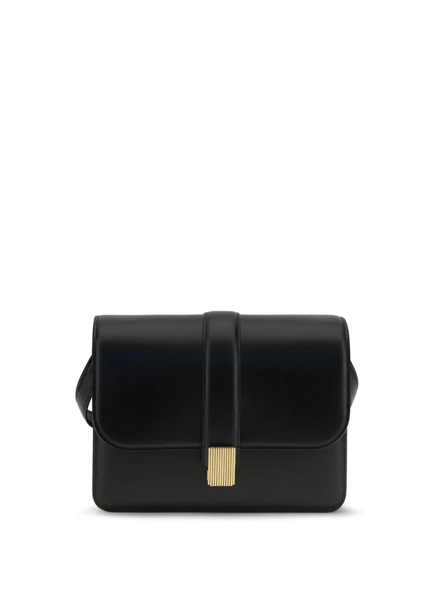 Khaite Blake Shoulder Bag — Black Calf Leather Bos Taurus in Black Calfskin from HEWI