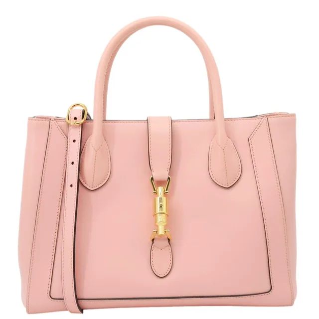 Gucci Jackie 1961 Medium Calfskin Leather Tote Bag Pink 649016 in Pink Calfskin from Dallas Designer Handbags
