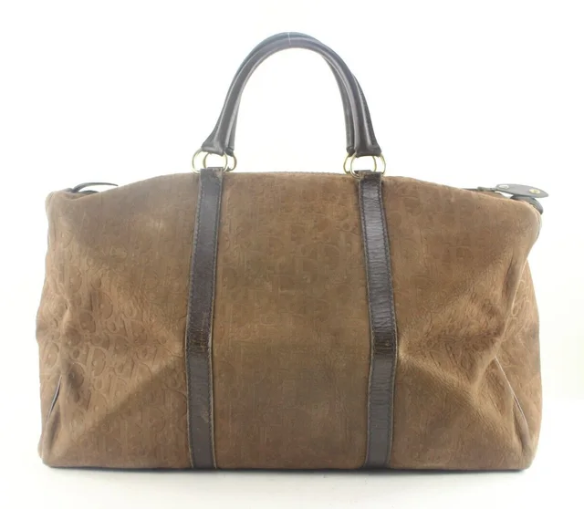 Dior Brown Embossed Nubuck Suede Trotter Duffle Bag in Brown Suede from Bagriculture