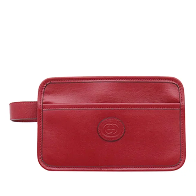 Red Gucci Calfskin Interlocking G Clutch in Red Calfskin from Designer Revival
