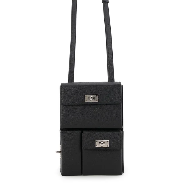 Hermès Shoulder Bag Kelly Multi Pocket Black Silver Epsom in Black Epsom leather from The Reluxe