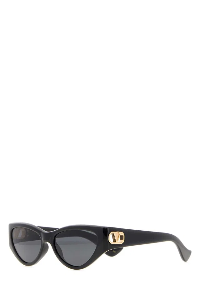 Valentino Garavani Sunglass Acetate Cat-Eye Sunglasses — Black Exterior in Black from HEWI