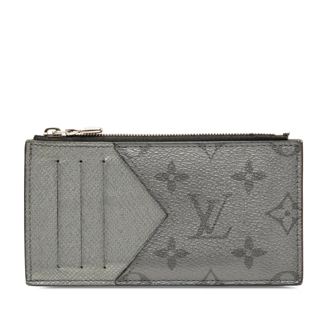 Black Louis Vuitton Monogram Eclipse Reverse Taigarama Coin Card Holder in Black Canvas from Designer Revival