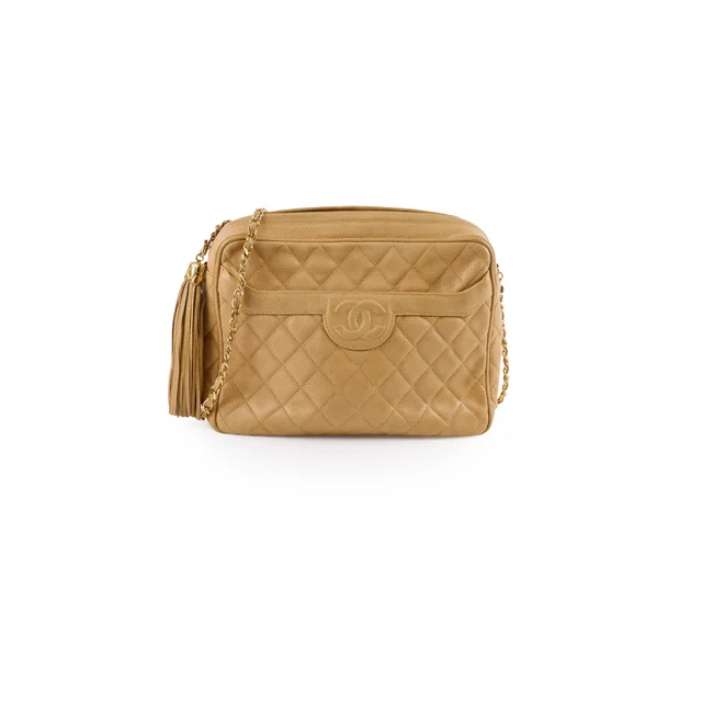 Chanel Vintage 1991-1994 Camera Bag Beige Caviar in Beige Caviar leather from The Purse Affair