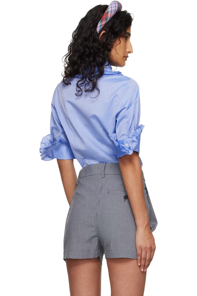 Vivienne Westwood Blue Short Sleeve Toulouse Frill Shirt, photo 3 of 5 from SSENSE