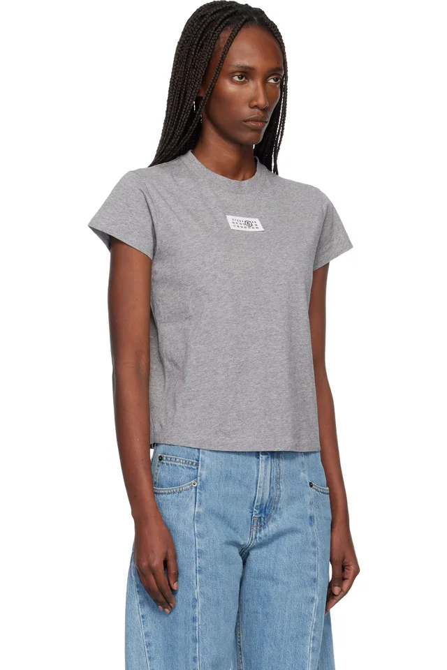 MM6 Maison Margiela Gray Numeric Cotton T-shirt, photo 2 of 4 from SSENSE