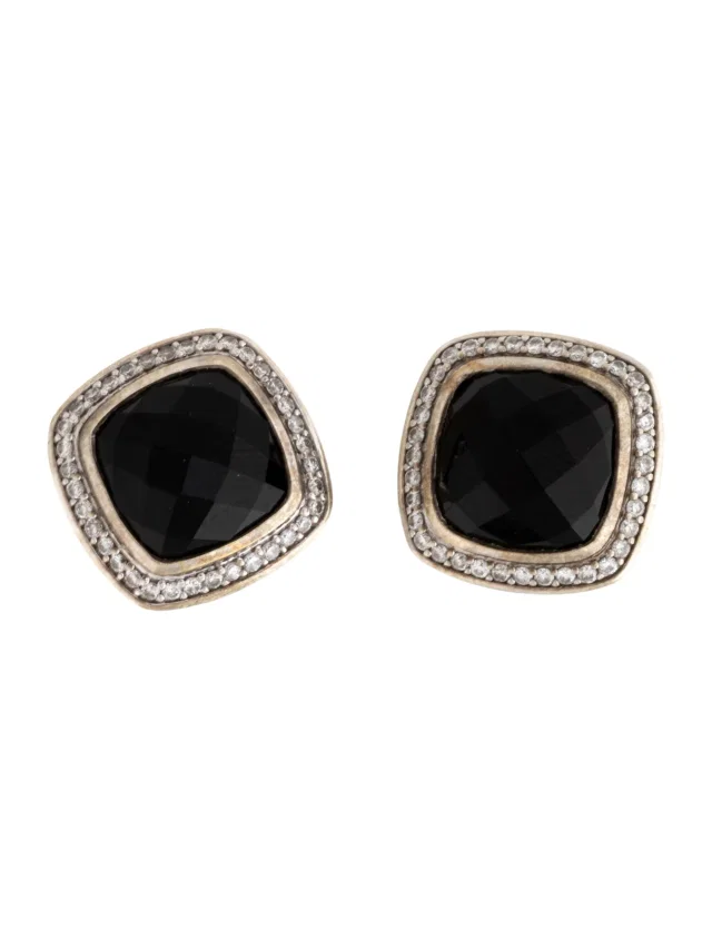 David Yurman Onyx & Diamond Clip-On Earrings in multicolor from The RealReal