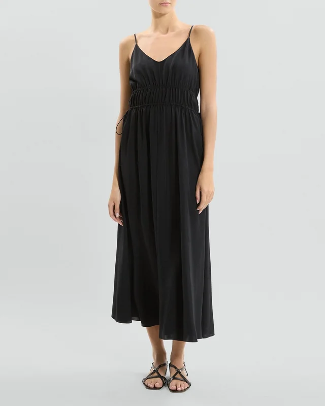 Theory Gathered V-Neck Dress in Washed Twill from Theory, photo 1 of 1