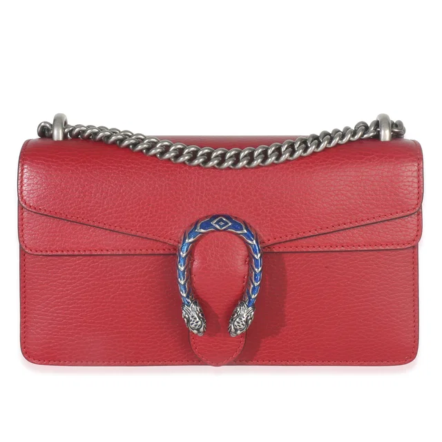 Gucci Red Pebbled Calfskin Small Dionysus Shoulder Bag Leather Handbag in Red Calfskin from HEWI