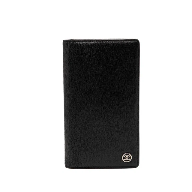 Black Chanel CC Goatskin L Yen Wallet Long Wallets in Black Goatskin from Designer Revival