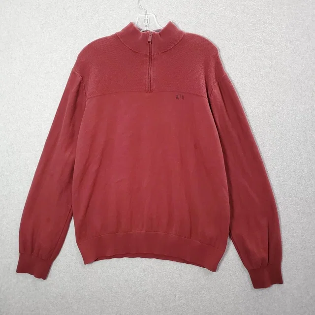 Giorgio Armani Men Sweater Xl Red 1/4 Zip Logo Long Sleeve Pullover Read in red from Poshmark