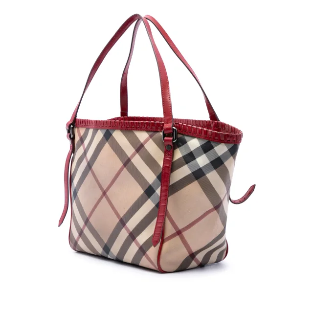Beige Burberry Supernova Check Coated Canvas Whipstitch Tote in Beige Coated canvas from Designer Revival, photo 2 of 6