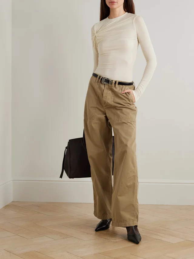 AGOLDE Lissa gathered jersey top in Beige, photo 2 of 2 from NET-A-PORTER (Canada)