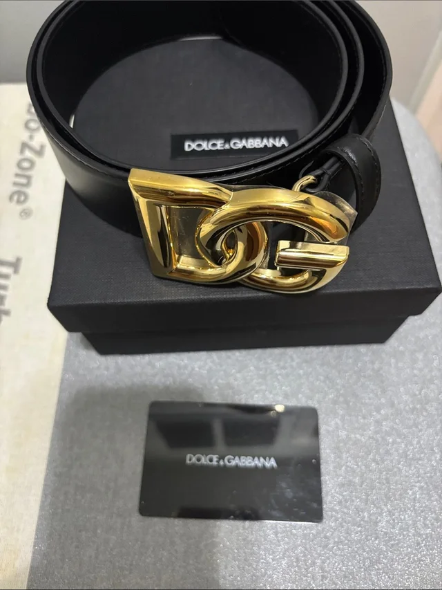 Dolce & Gabbana Black Leather Belt With Gold Interlocking Dg Buckle in black|gold Leather from Poshmark