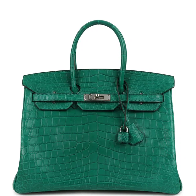 Hermès Birkin 35 Malachite Matte Niloticus Crocodile Palladium Hardware in Crocodile from Madison Avenue Couture