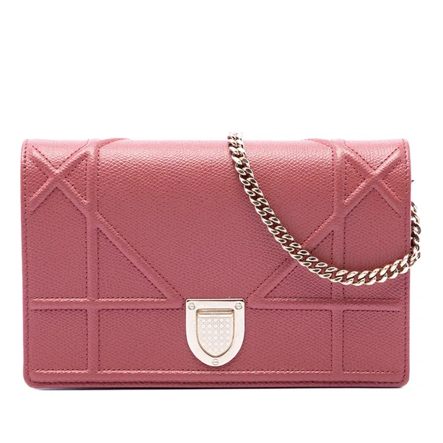 Red Dior Grained Calfskin Diorama Wallet on Chain Crossbody Bag in Red Caviar leather from Designer Revival