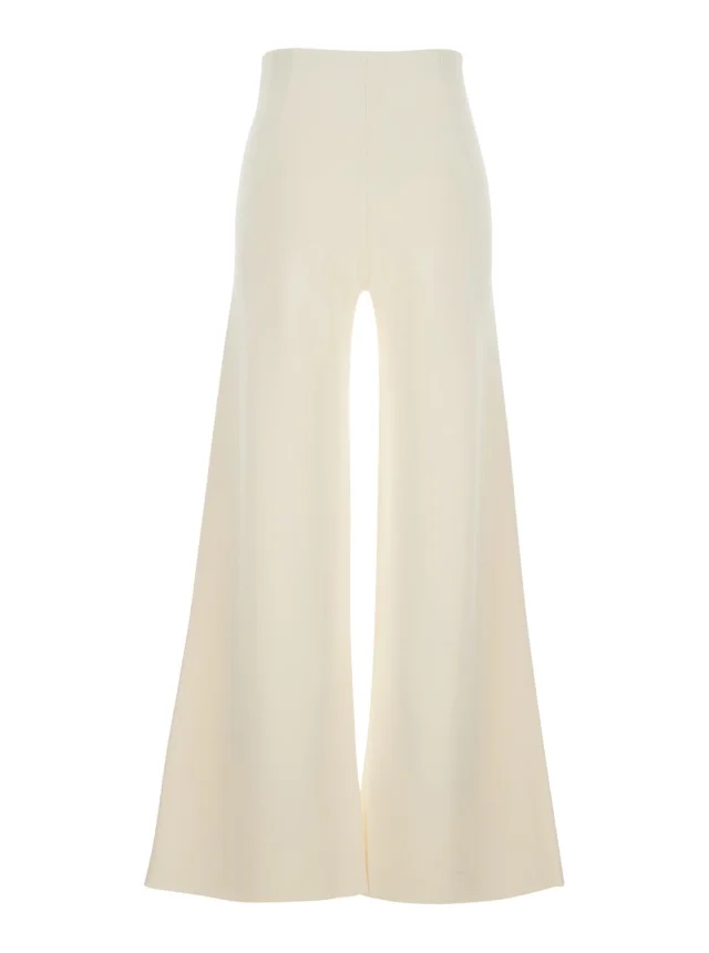 MAXMARA PURE White 'Strillo' High-Waisted Wide-Leg Pants in Viscose Blend Women in White 65% Viscose 35% Polyamide, photo 3 of 6 from Gaudenzi Boutique