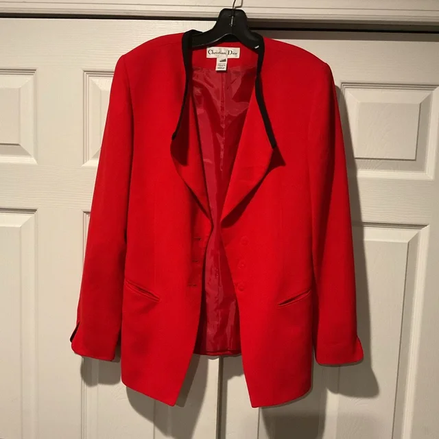 Dior Vintage Red Dress Suit Jacket Blazer Y2k Work Party Sz 10 in red from Poshmark