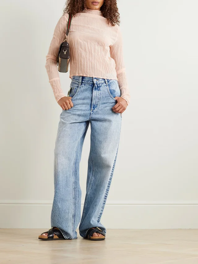 ALÉMAIS Jackpot appliquéd high-rise straight-leg jeans in Blue, photo 2 of 2 from NET-A-PORTER (Canada)