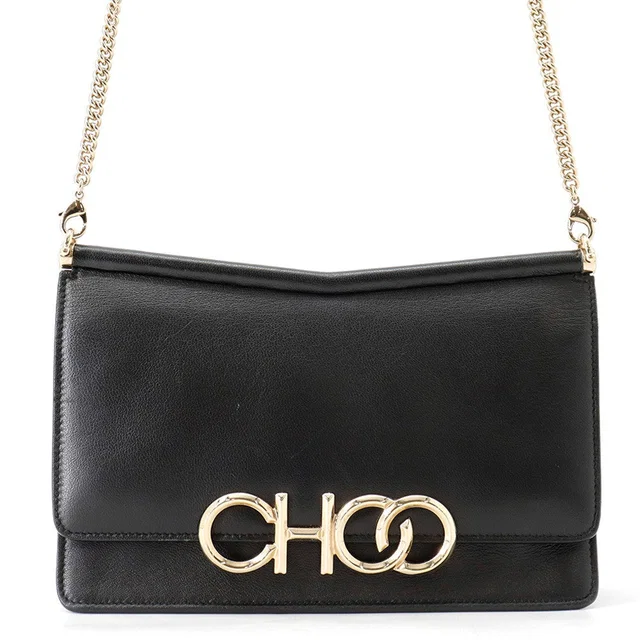 Jimmy Choo ChainShoulder Bag Black Leather in Black Leather from GALLERY RARE