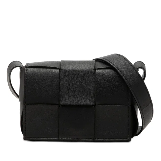 Black Bottega Veneta Extra Mini Nappa Maxi Intrecciato Cassette Crossbody in Black Nappa leather from Designer Revival
