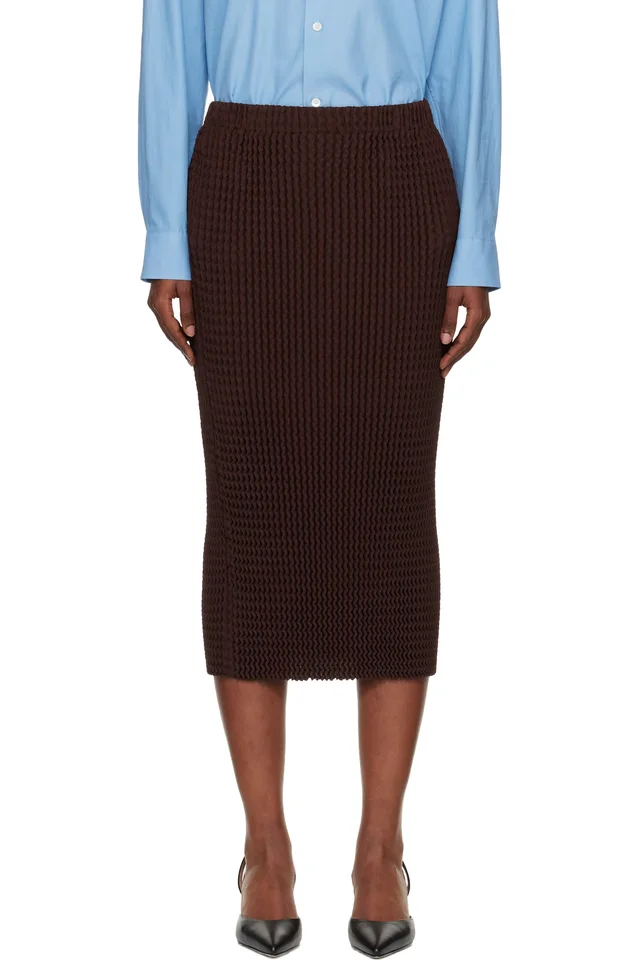 ISSEY MIYAKE Brown October Spongy-58 Midi Skirt, image 1 of 1 from SSENSE