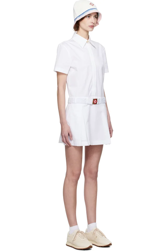 Casablanca White Pleated Cotton Tennis Minidress, photo 2 of 3 from SSENSE