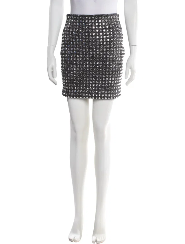 Balmain Crystal Embellishments Mini Skirt in silver|gray from The RealReal