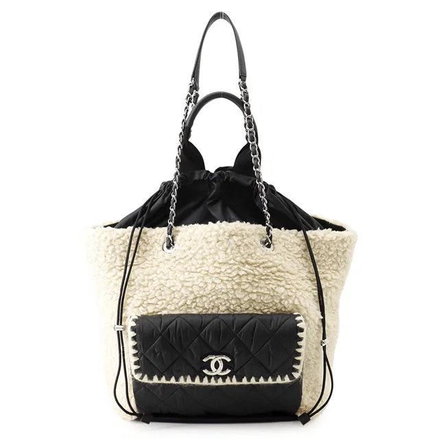 Chanel Coco Neige Boa Black/Ivory Mouton Nylon in Black Nylon from GALLERY RARE