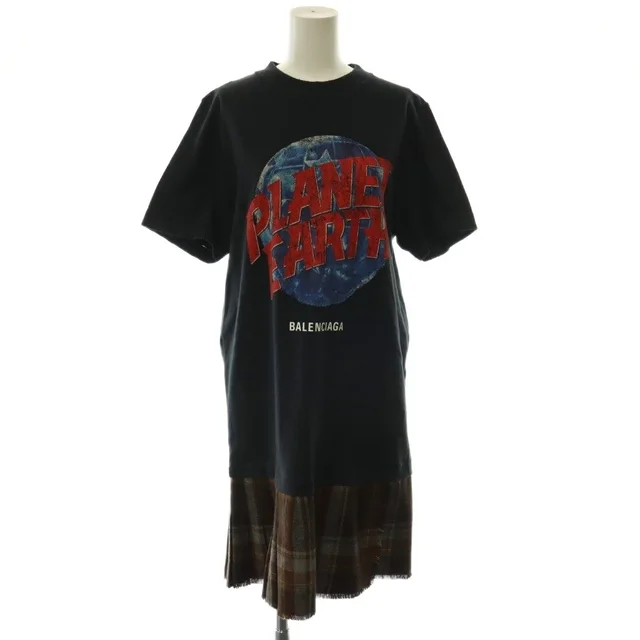 Balenciaga Planet Earth T-Shirt Docking Dress Knee-Length Short Sleeve 38 in Nylon from The Reluxe