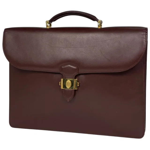 Cartier Must Line Business Briefcase Leather Bordeaux in Burgundy Leather from The Reluxe
